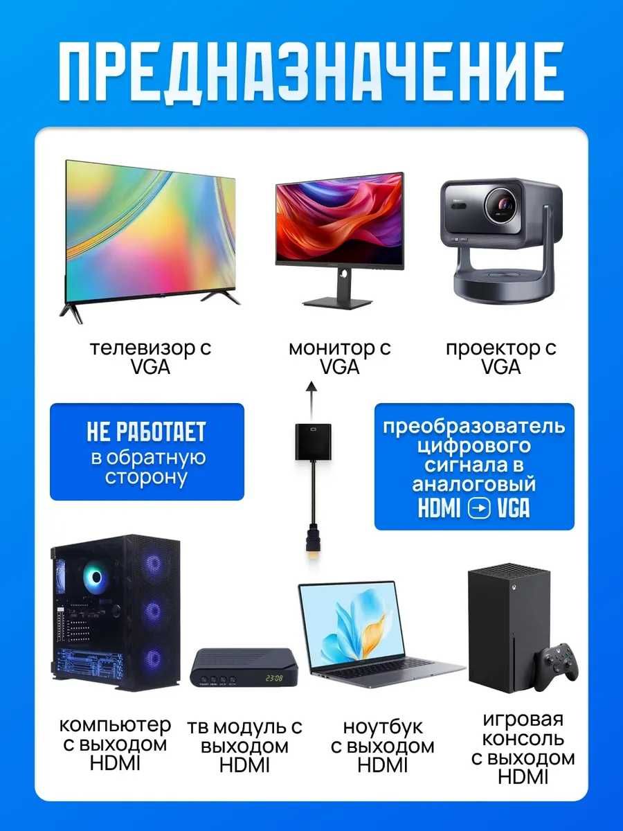 HDMI-VGA переходник | Доставка | KASPI QR | Оптовикам скидка