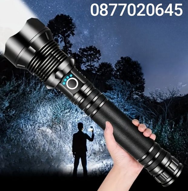 Мощен прожектор XHP90 тактически лед фенер P90 зареждане USB къмпинг