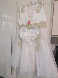 Rochiță de ocazie, albă, de prințese, nouă cu etichetă, mar 120