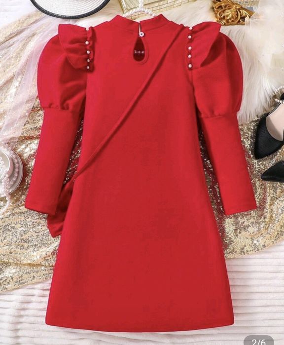 НОВА червена рокля - 11-12 години