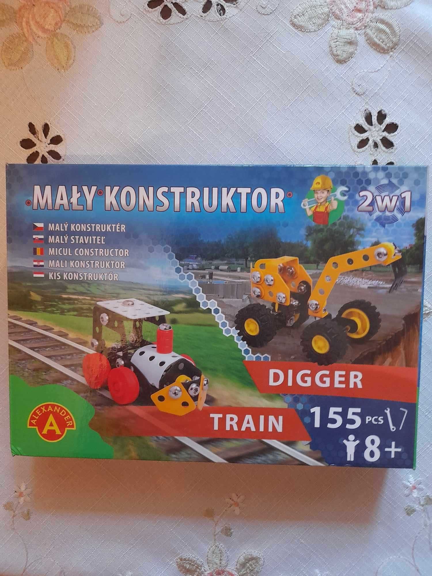 Vand set constructie Maly Konstructor tren, excavator, 8+, 155 piese