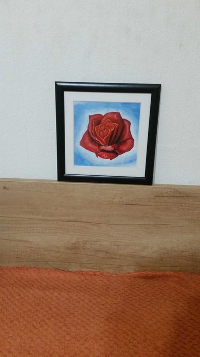 Роза за любимия човек до Вас. В красива рамка със стъкло отпред.