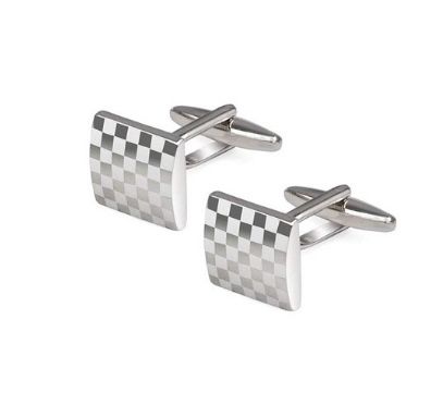 Butoni placati cu platina cu model tabla de sah/carouri