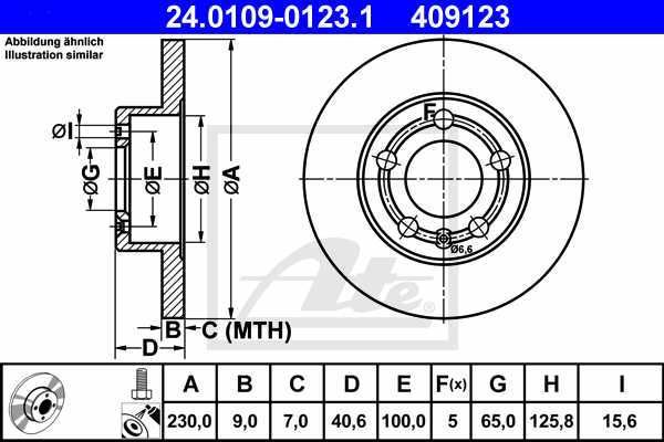 Disc frana ATE 24.0109-0123.1 compatibil cu AUDI, SEAT, SKODA, VW