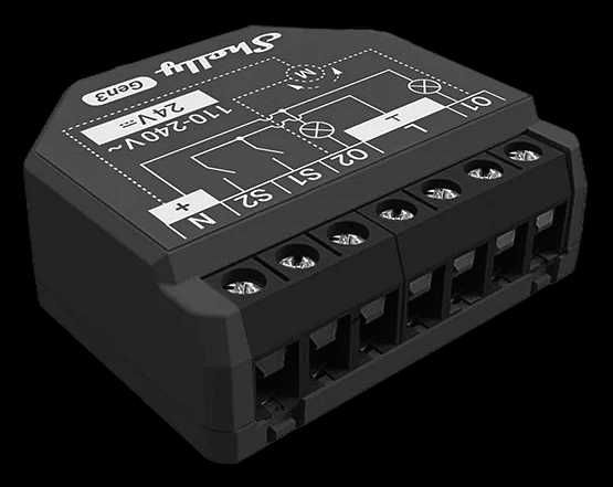 Shelly 2PM Gen3 – смарт микромодул за 2× On/Off или управление на щори