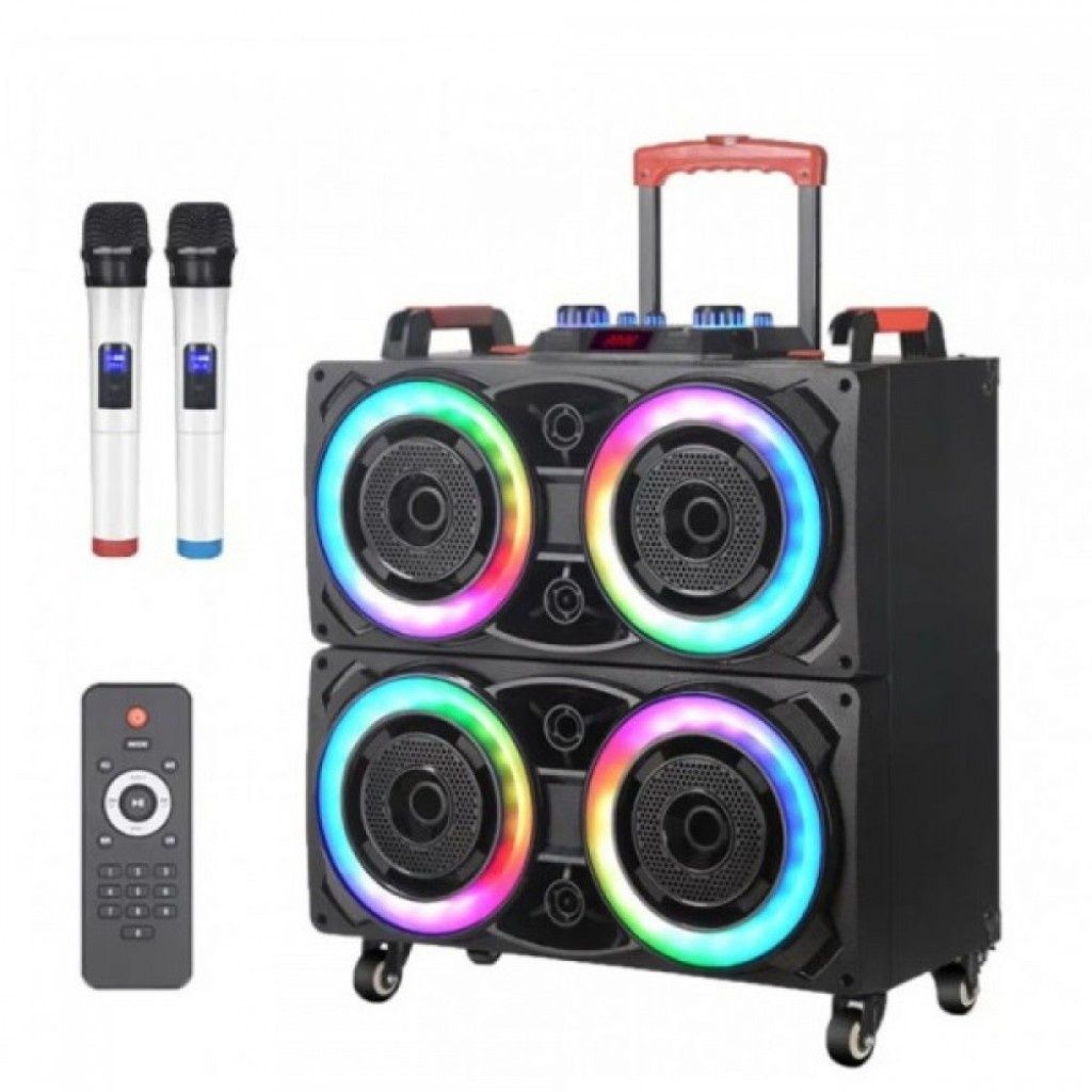Безжична светеща караоке тонколона 4x8" NDR-8888 – с микрофони, Blueto