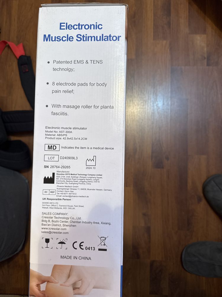 Dispozitiv de masaj si stimulare a muschilor pt picioare