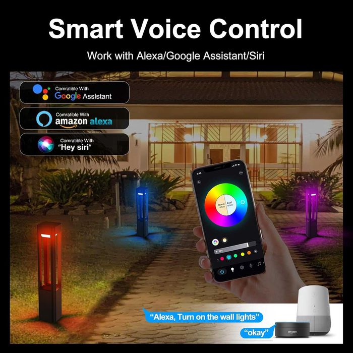 Смарт външна лампа Yotivki, RGBCW LED, приложение, дистанционно, IP65