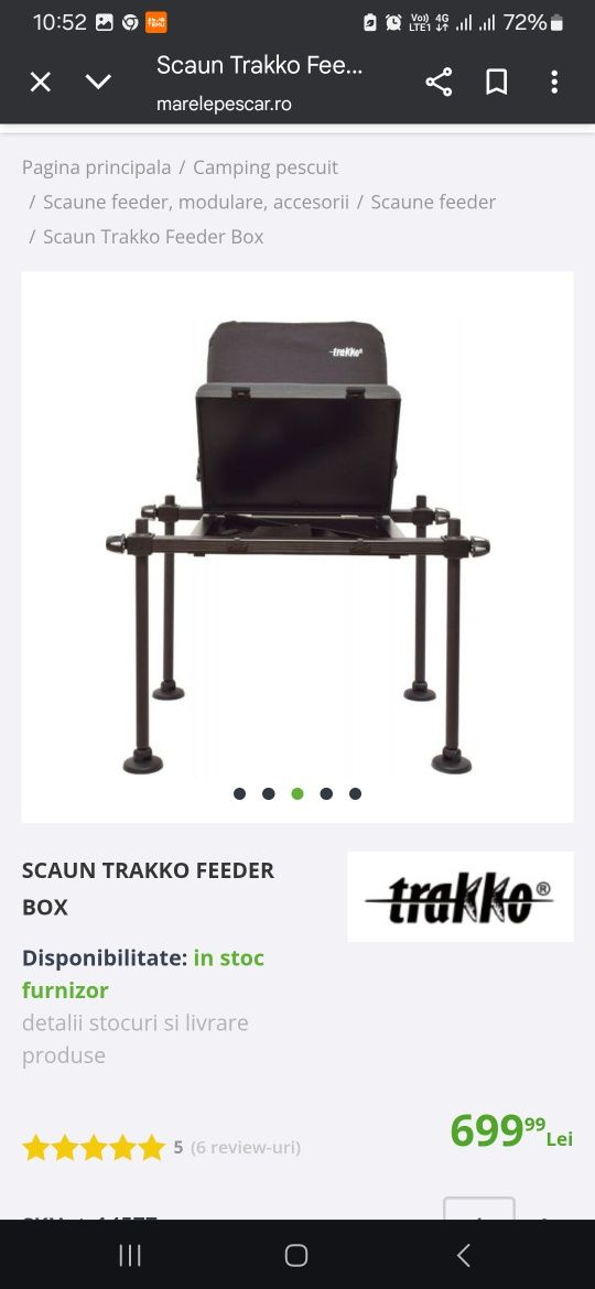 Vand scaun pescuit la stationar /feeder Trakko