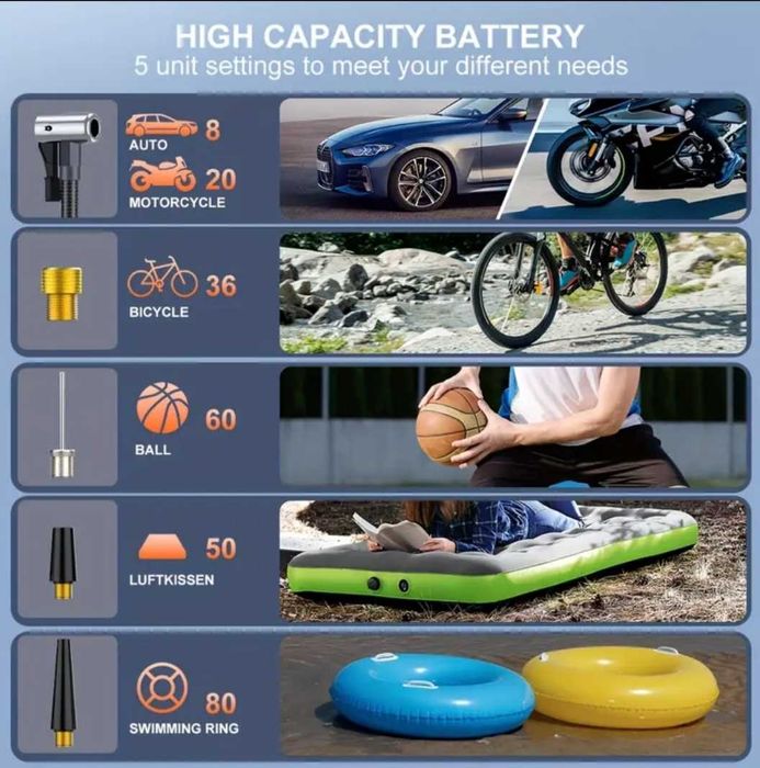 Автомобилен Стартер BIUBLE (Модел LD12) 8000A с Въздушен Компресор