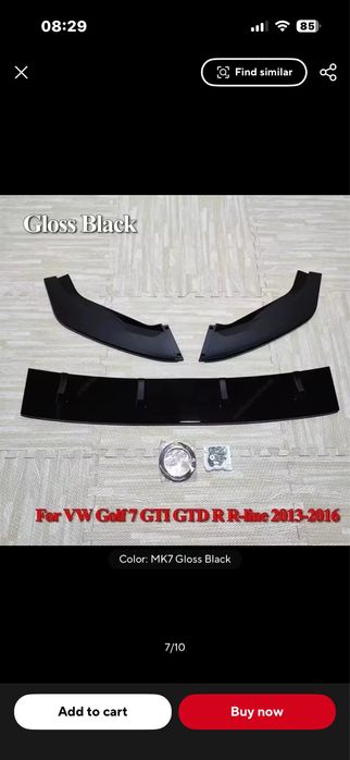 Lip frontal golf 7.5 gti negru lucios