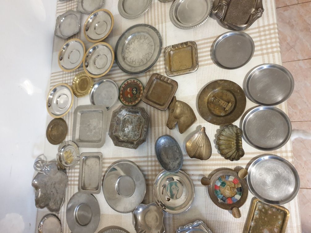 farfuri scrumiere din bronz alama colecție vintage argintate vechi