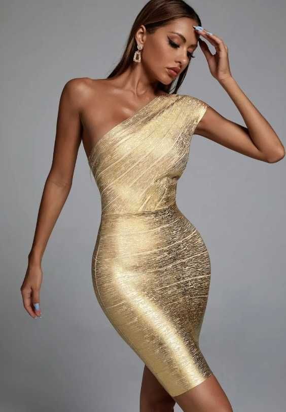 Rochie Aurie Tip Bandage - Eleganță și Confort!