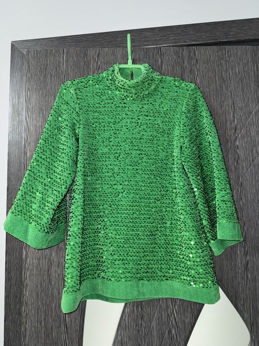 Зелена блуза с пайети ZARA