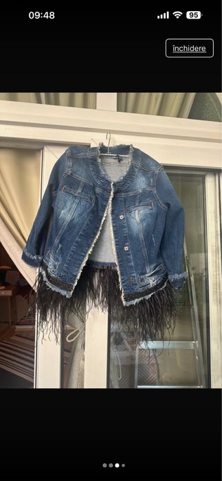 Geaca blugi cu pene detasabile lui jo