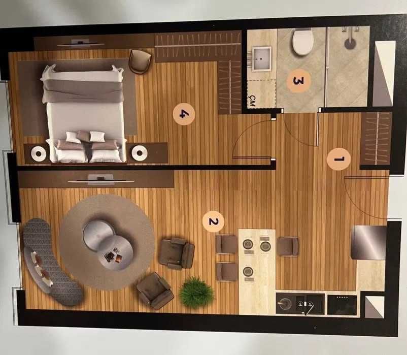 ориентир — **Дархан**.Площадь — 48 м².  однокомнатная квартира;