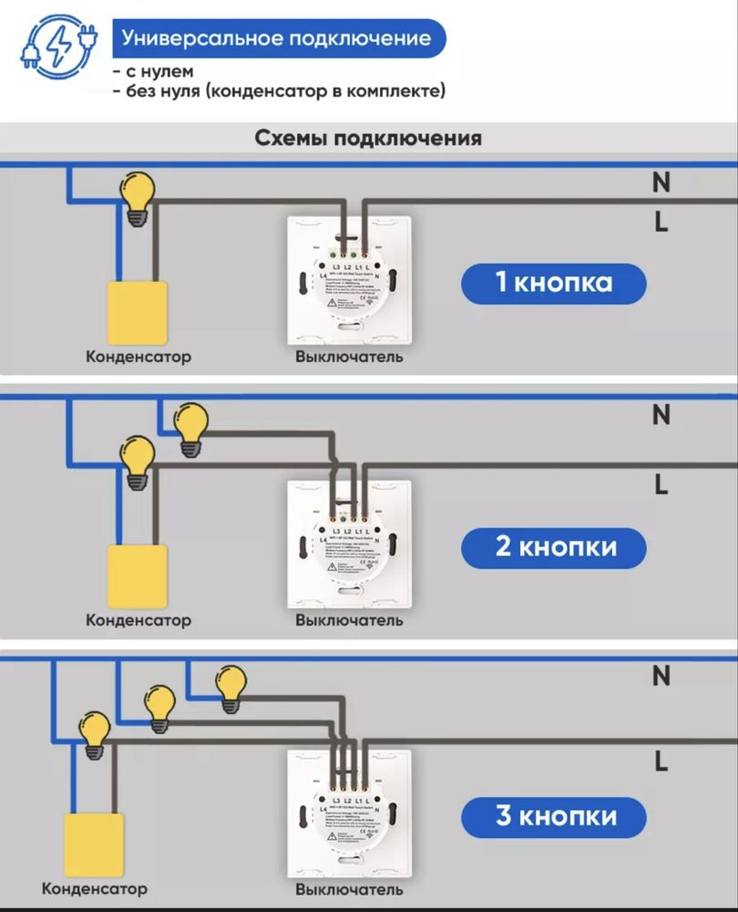 Умный сенсорный WiFi-выключатель