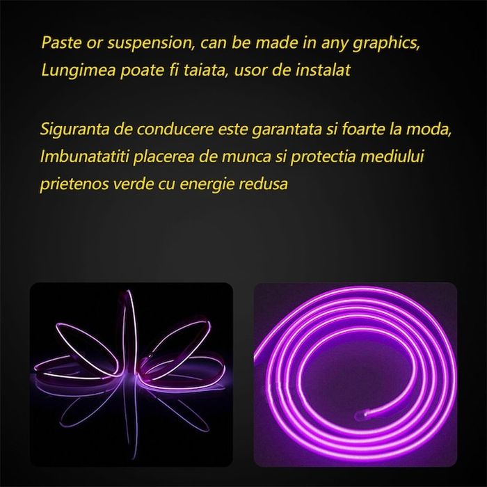 Kit  Neon Lumina Ambientala Auto, USB, Multifunctional