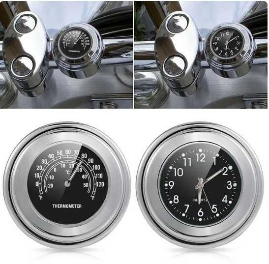 Моточасовник термометър часовник за мотор колело кормило алуминиев