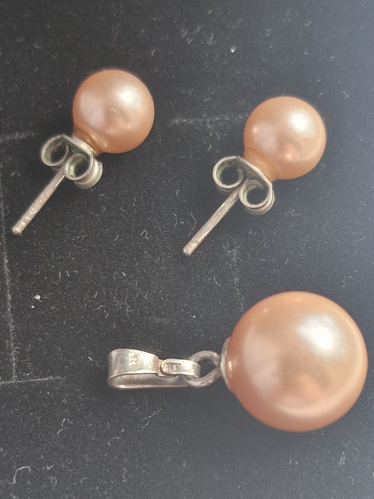 Set argint 925 cu perle piersica