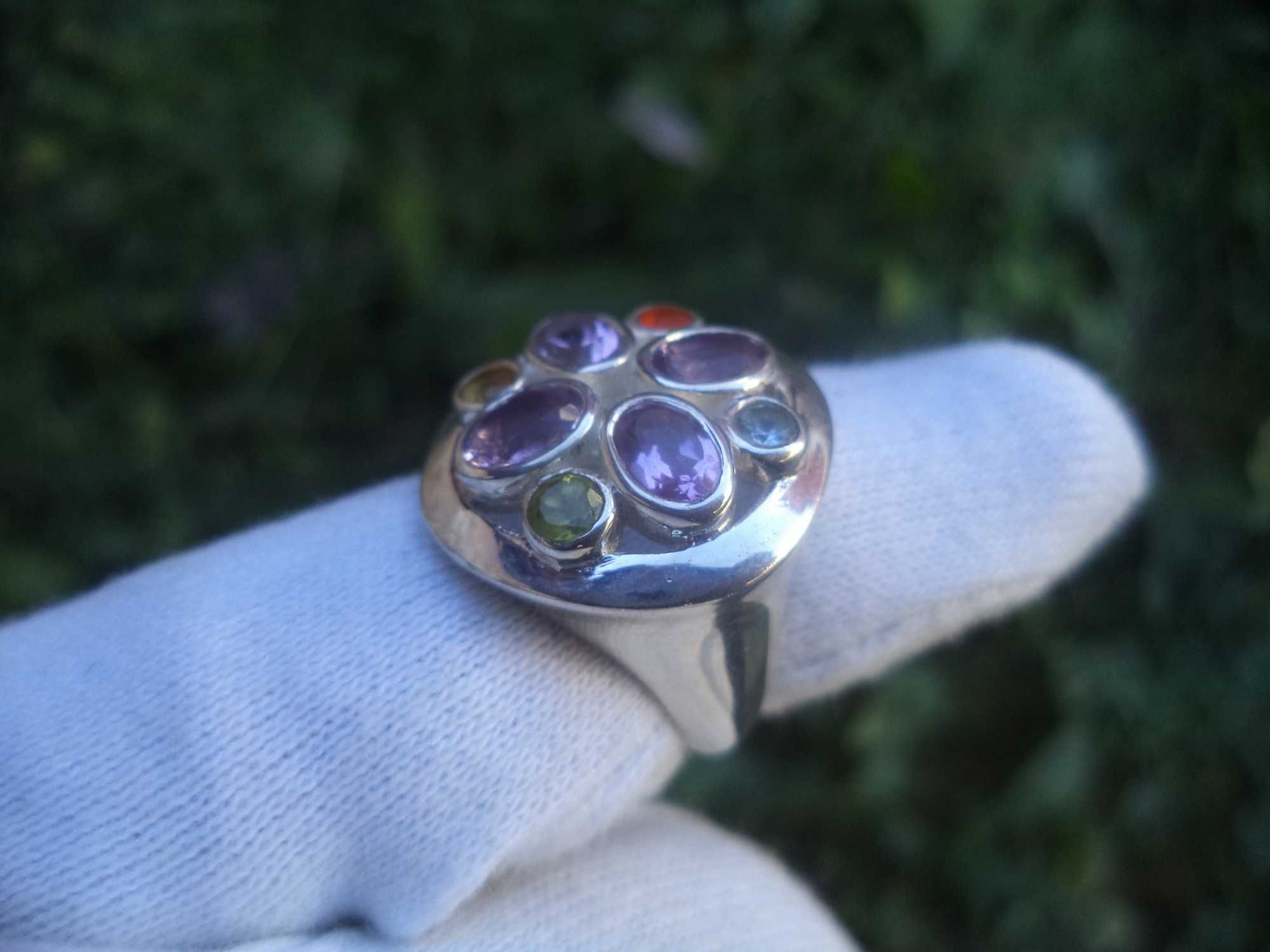 Сребърни старинни уникални пръстени естествени рубини