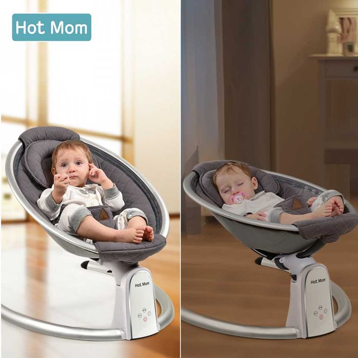 Leagan electric copii, Bluetooth, Temporizator,5 viteze, Hot Mom, Grey