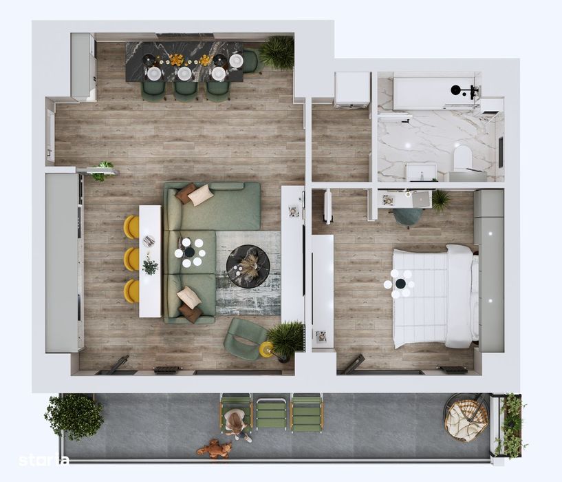 Apartament 2 camere, zona linistita, spatios, parcare