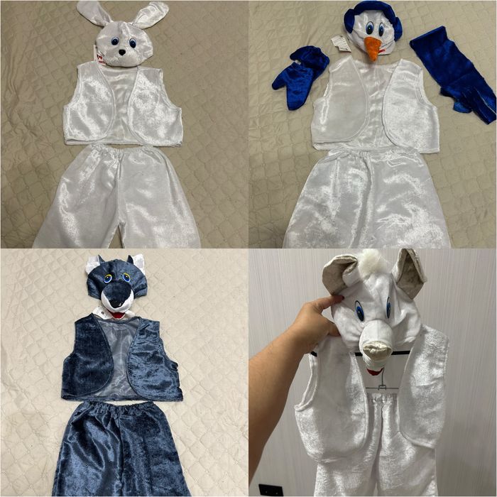 Продам карнавальные костюмы снеговика, зайца, волка, мышки