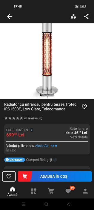 Radiator cu infrarosu pentru terase IRS1500E