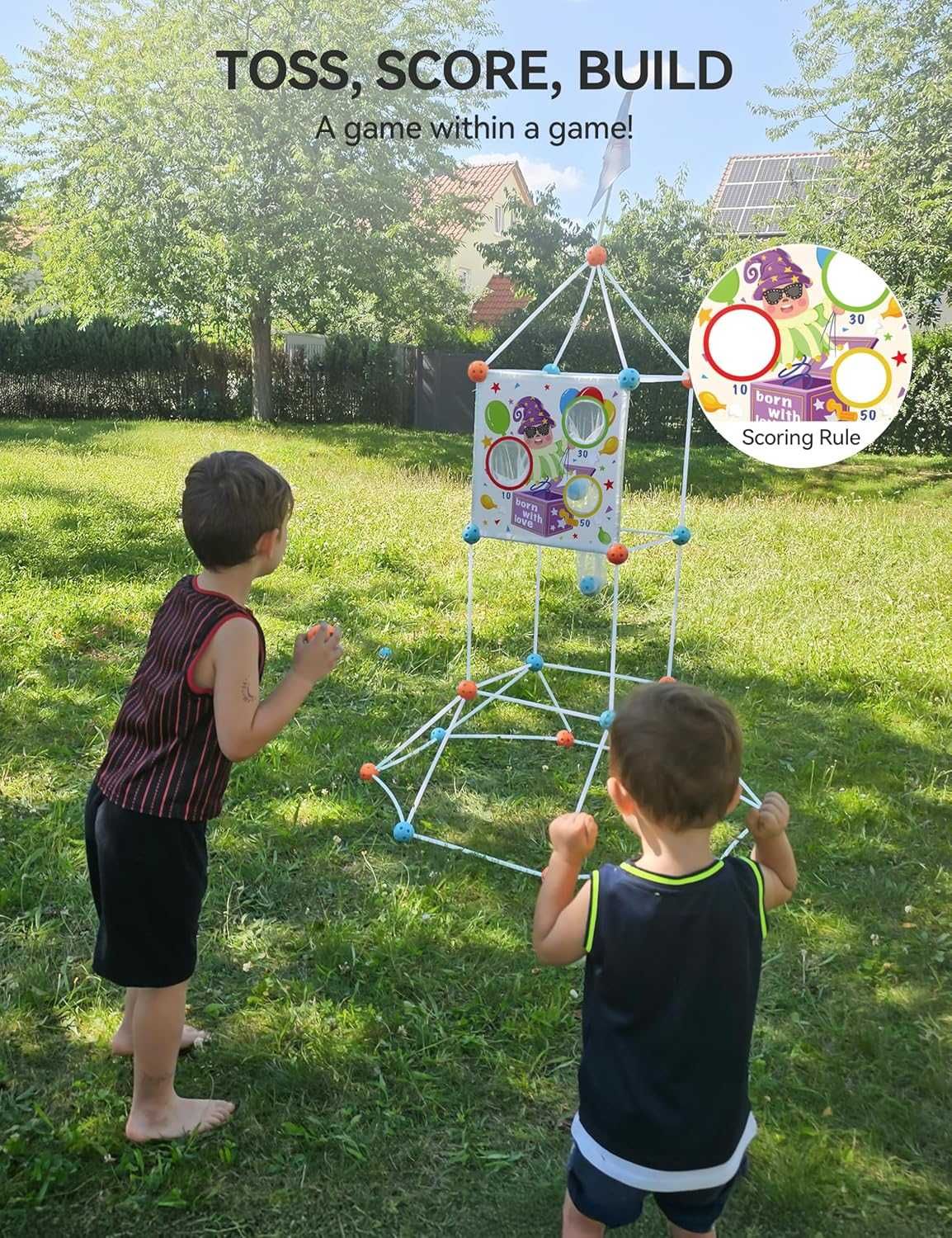 besrey Детски комплект за изграждане на крепост от 133 части с игра