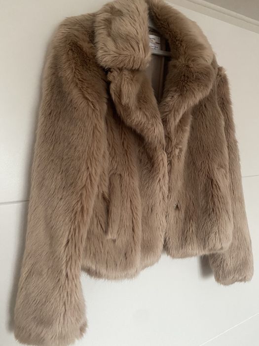 Палто с косъм - nude, cream