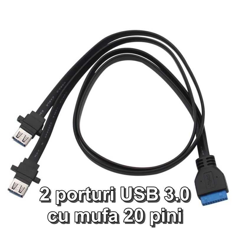 Port dublu USB 3.0, montare tip panou cu mufa 20 pini
