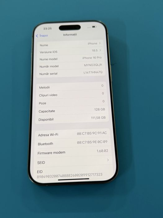 iPhone 16 pro Pret 3850 lei