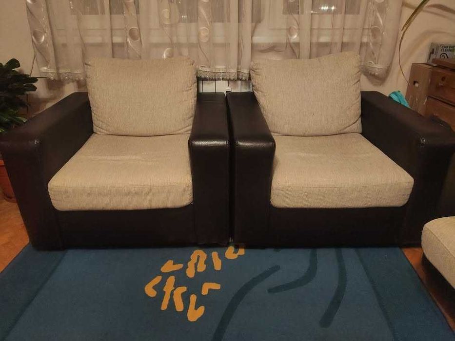 Разтегателен диван + два фотьойла