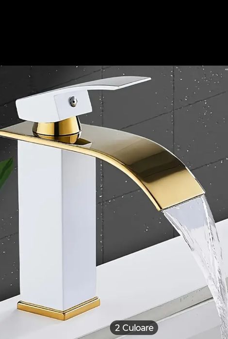 Baterie chiuveta alb/ auriu