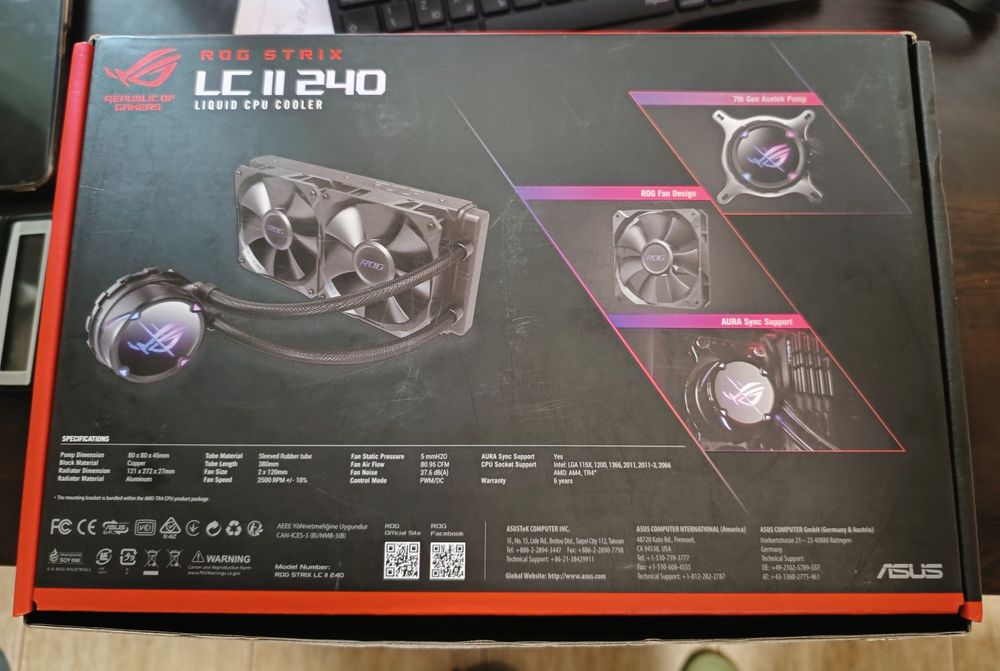 Водно охлаждане ASUS ROG Strix LC II 240 ARGB Гаранция AM4/AM5 LGA1700