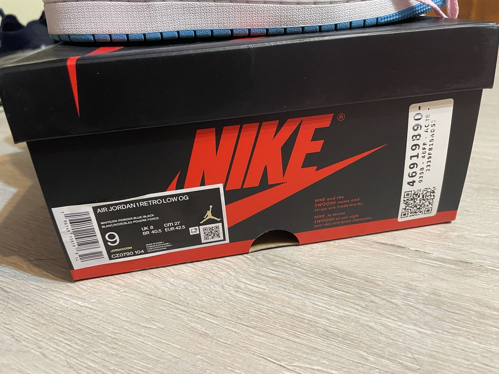 Jordan 1 low blue dark powder 42.5 EU