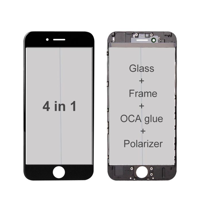 Sticla Geam cu rama Oca si polarizator pentru Iphone 8 Plus Negru