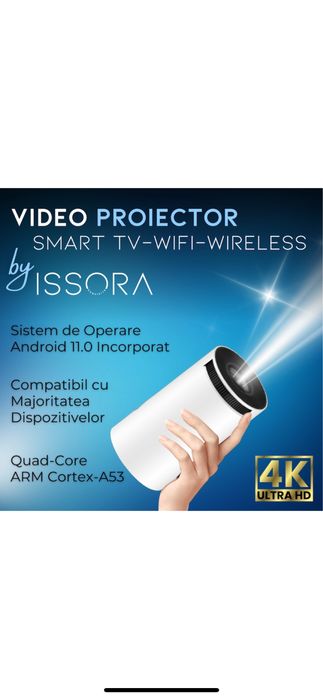 Videoproiector Portabil ISSORA Smart 4K Ultra HD Nou Sigilat !