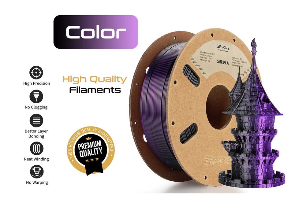PLA Dual/Tri Color Silk Filament, ПЛА Филамент (Нишка) за 3Д Принтер