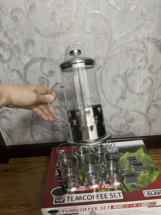 Набор за 250тысяч НОВЫЙ ТУРЦИЯ чайник 1лт + 6 шт бокал 200мл