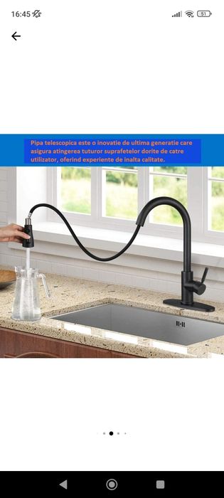 Baterie Bucatarie Cu Dus Extractabil Cu Touch Pentru Pornire/Oprire