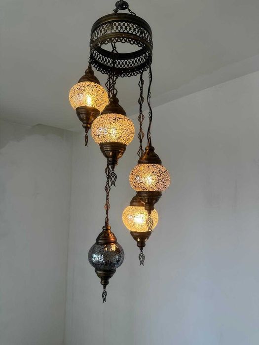 Turcă Mozaic Candelabru | Sticlă Unicolor Pandantiv Lumină