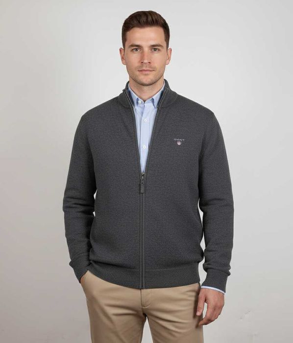 Gant Superfine Lambswool - Оригинална мъжка жилетка с цип р-р XL