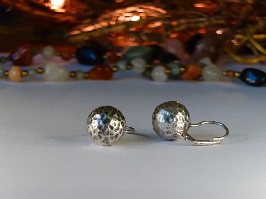 Cercei vintage Italia din argint 925 – efect ciocănit