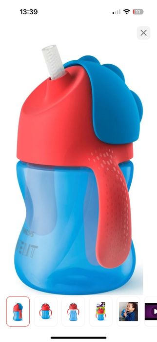 Поильник с трубочкой Philips Avent, 200 мл, синий