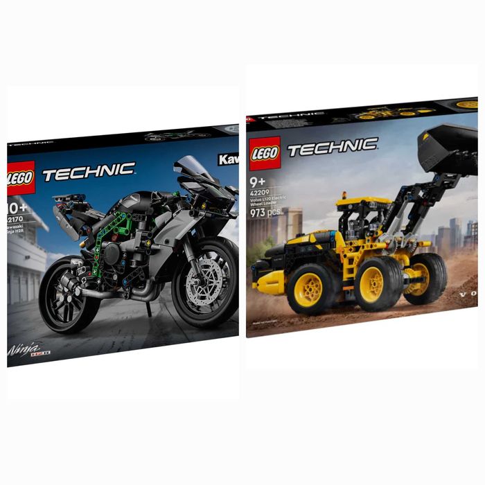 Lego Technic - Мотоциклет Kawasaki (42170) и Колесен товарач (42209)