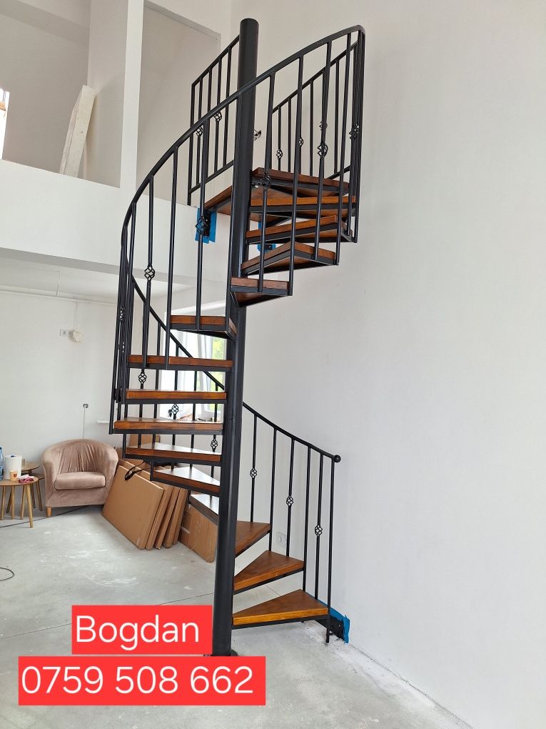 Vând scara spirala sau dreata de interior exterior lemn sau fier forja