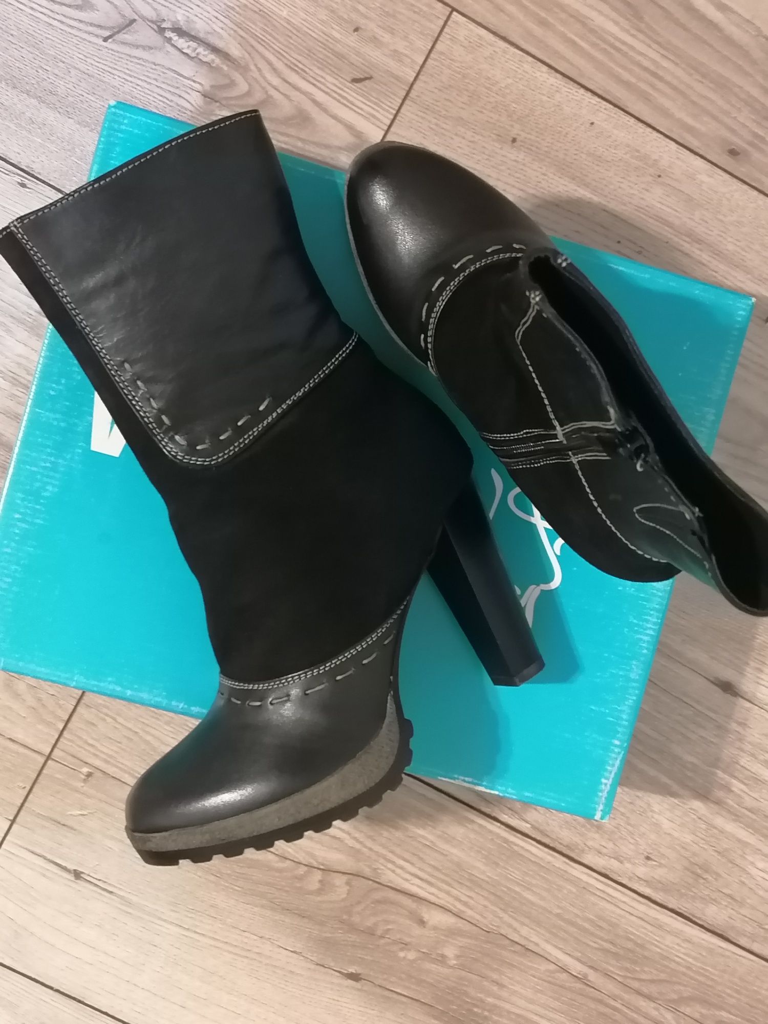 Ghete piele naturală gri