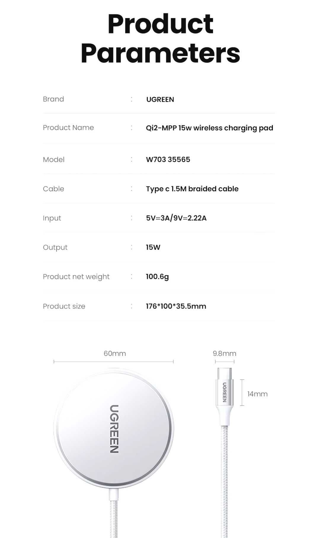 UGREEN Qi2 магнитное беспроводной зарядка 2в1 iPhone 16 Series AirPods